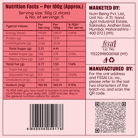 The Health Factory Zero Maida Multigrain Bread | Clean Label - Not Brown