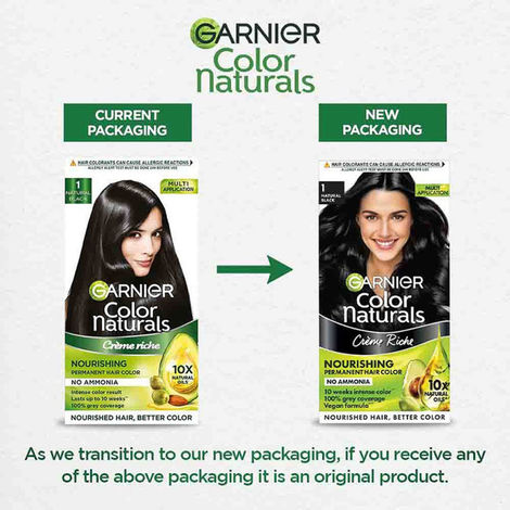 Garnier Color Naturals Long-Lasting Creme Hair Color | Natural Black - Shade 1