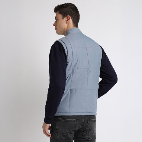 Dennis Lingo Men's High Neck Regular Fit Solid Blue Jacket | Dlmjkw23014 - Bl | M