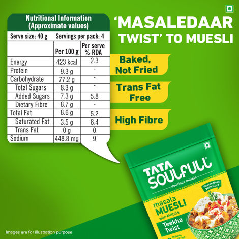 Tata Soulfull Namkeen Mixture, Masala Muesli, Healthy Snacks, Teekha Twist with Millets, Baked
