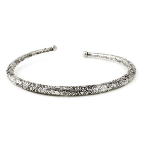 Rubans Oxidised Silver Plated Floral & Geometric Design Statet Choker Necklace