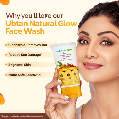 Mamaearth Ubtan Face Wash With Turmeric & Saffron For Tan Removal | Skin Brightening