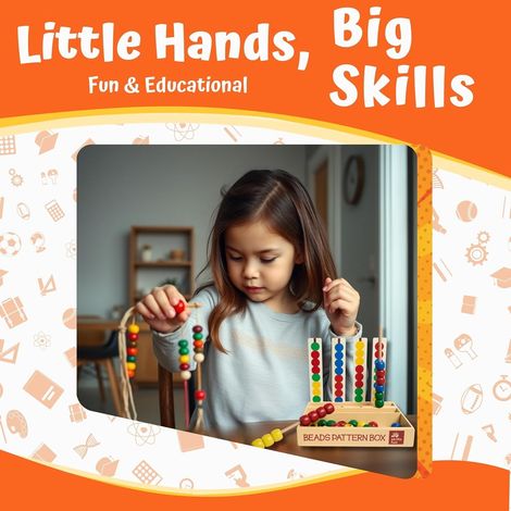 Skillofun Wooden Beads Pattern Box | Beads Kit for Kids | Fine Motor Skill Activity Toy