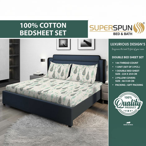 Superspun 144 Tc-100% Cotton-Vodre- Dbl- 224 x 254- D:23108 - Assorted