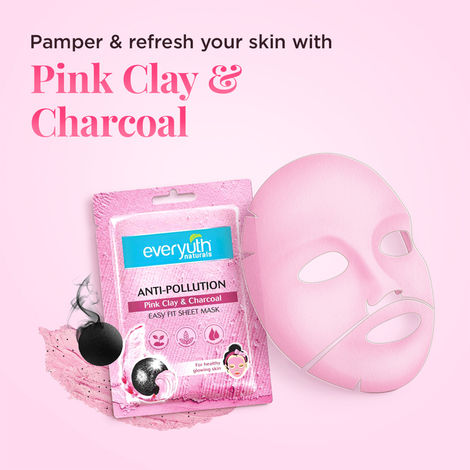 Everyuth Naturals Anti Pollution Pink Clay | Charcoal Sheet Mask