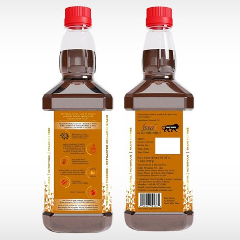 Indic Wisdom Mustard (Sarson) Wood Pressed Oil | Cold Pressed - Extracted on Wooden Churner
