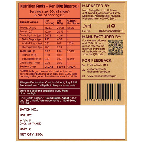 The Health Factory Multi Protein Bread | Clean Label - Not Brown