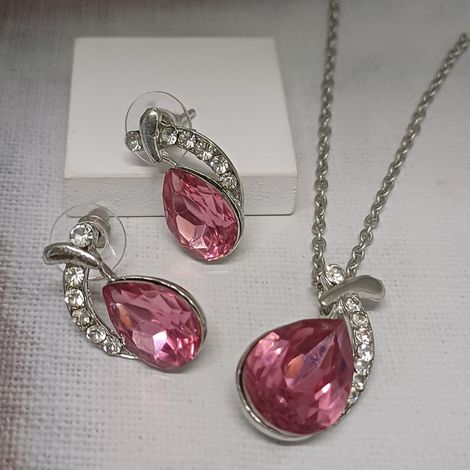Pink Diamond set (Pendant Chain+Earring)