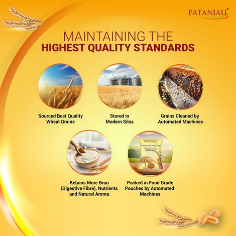 Patanjali Wheat Flour Atta With Bran | Traditional Chakki Gehu Atta | For Soft and Fluffy Roti