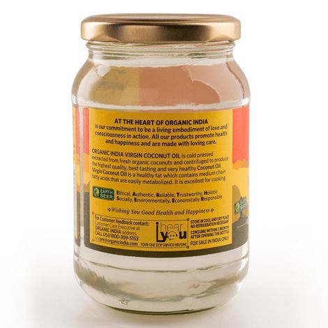 Organic India Virgin Coconut Cold Pressed Oil (Nariyal Oil) | Lab tested on 600+ Parameters, Certified Organic