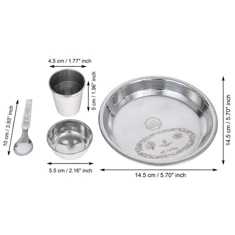 Metal Handcrafted Bhog Thali for Pooja | 4-5 in | Krishna Janmastami Special (Ecraftindia)