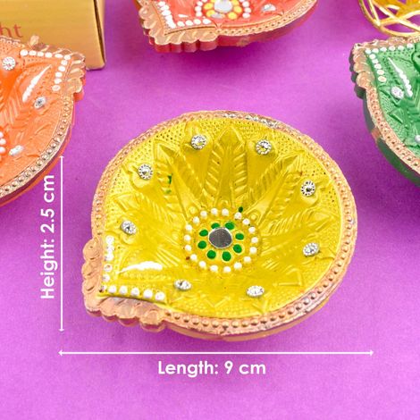 Satvik Designer Multicolor Clay Diya | Assorted Shapes