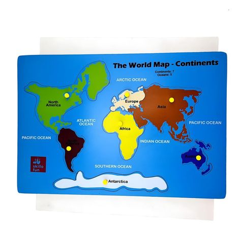 Skillofun MDF World Map Continents Puzzle | Early Learning Educational Toy for 3+ Kids