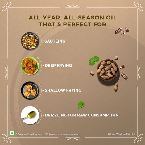 Indic Wisdom Groundnut (Peanut) Wood Cold Pressed - Extracted on Wooden Churner