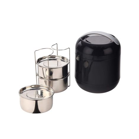 Oliveware Bella Lunch Box with Insulated Box and Handle - Black