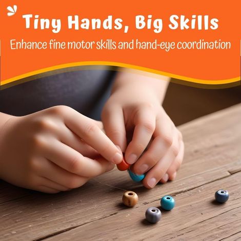 Skillofun Wooden Number & Bead Set | Counting, BAUting, Matching Game | MontesBAUi Toy for Kids