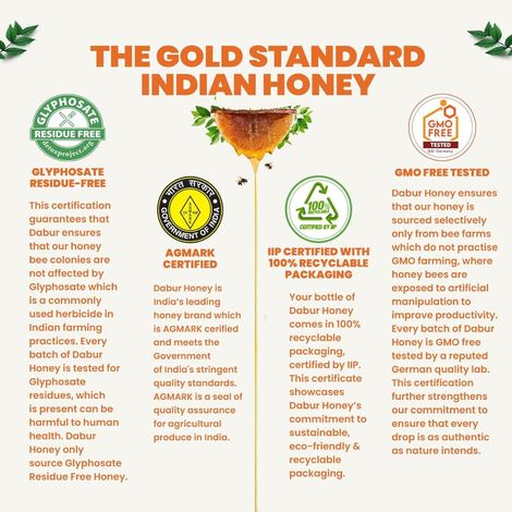 Dabur Honey - 100% Pure, World's No.1 Honey Brand (No Sugar Adulteration)
