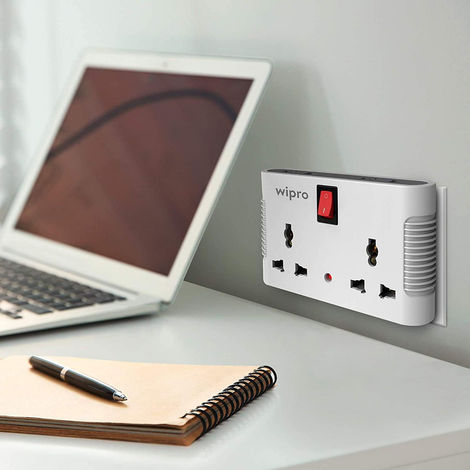 Wipro 4 Way Multiplug Adaptor with 2 Universal Sockets