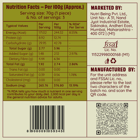 The Health Factory Zero Maida Kulcha Bread | Clean Label - Not Brown