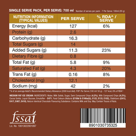 Kwality Walls The Dairy Factory Chocochips Ice Cream Tub