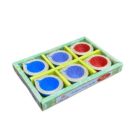 Multicolor Rippled Diya | Pack Of 6 | Designer Clay Diya | DiaCraft