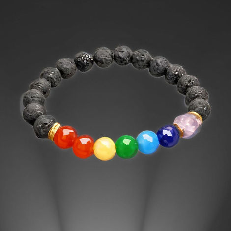 Seetara 7 Chakra Lava Stone Bracelet for Healing & Balance