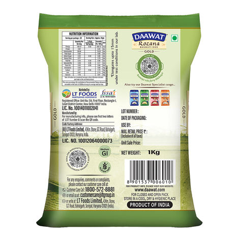 Daawat Rozana Basmati Rice Gold | Medium Grain