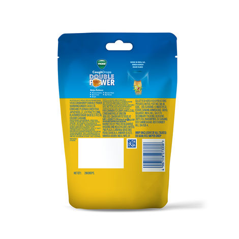 Vicks Cough Drops Double Power (Ginger). Bigger Drop With 2X Ayurvedic Mix, 25 Lozenges