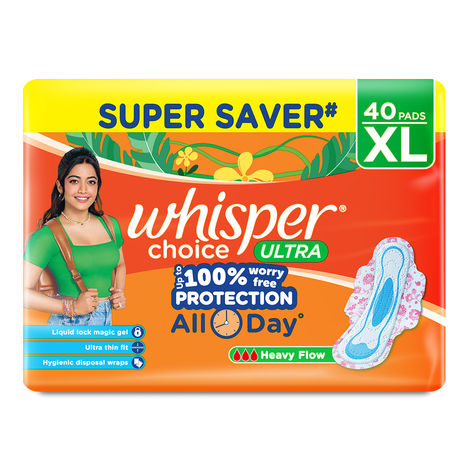Whisper Choice Ultra Sanitary Pads | XL | 40 pcs