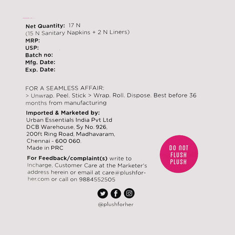 Plush Ultra Thin Sanitary Pads | XL | 15 pcs