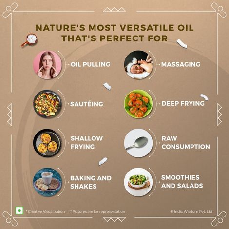 Indic Wisdom Virgin Coconut Wood Pressed Oil (Nariyal Oil) | Cold Pressed - Extracted on Wooden Churner