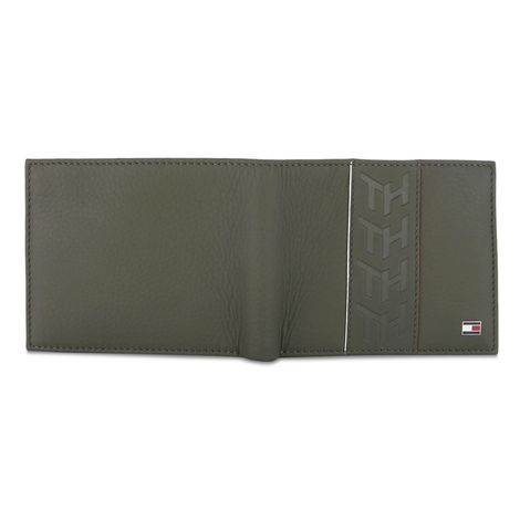 Tommy Hilfiger Men's Textured Leather Passcase Wallet | Olive - One Size