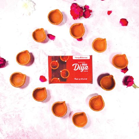 Eco Friendly Mitti Diya | Brown | Clay Diya | Pack Of 12 | Mangal Bhawan
