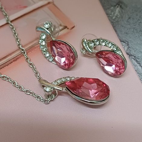Pink Diamond set (Pendant Chain+Earring)