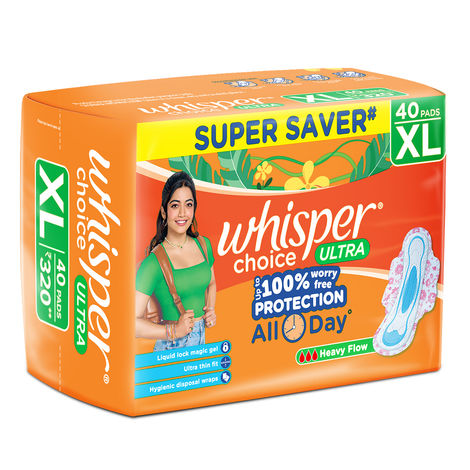 Whisper Choice Ultra Sanitary Pads | XL | 40 pcs