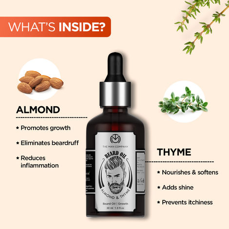 The Man Company Beard Oil for Growing Beard Faster with Almond & Thyme I Best Beard Growth Oil for Men