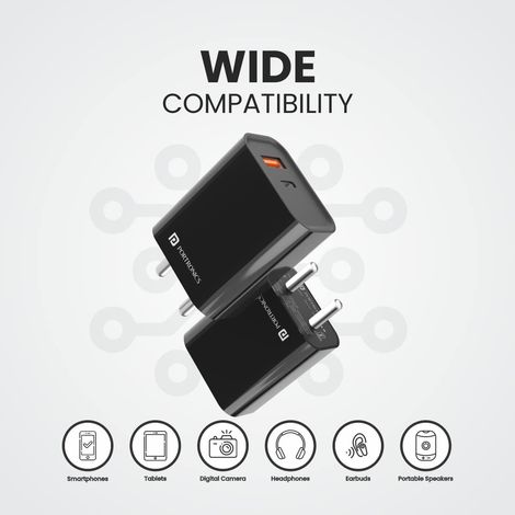 Portronics Adapto 45 USB Type-C and USB Type-A Adapter | Fast Charging