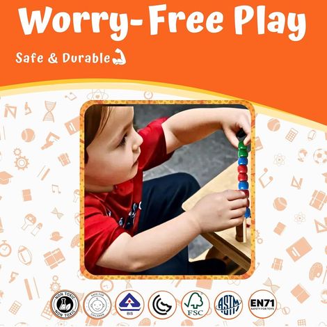 Skillofun Wooden Beads Pattern Box | Beads Kit for Kids | Fine Motor Skill Activity Toy