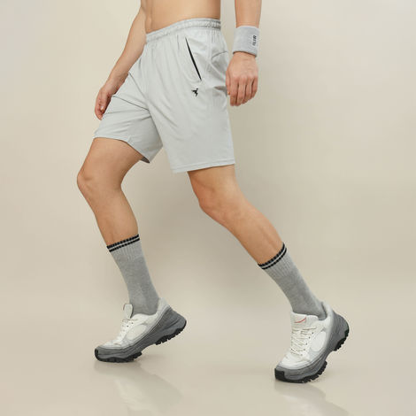 Technosport Men Poly Solid Relax Fit Sports Shorts with TECHNOLITE | Lunar Grey | XXL