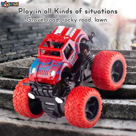 Toyshine Friction Powered Monster Truck Cars, Push and Go Vehicles, Set of 4 for Toddlers