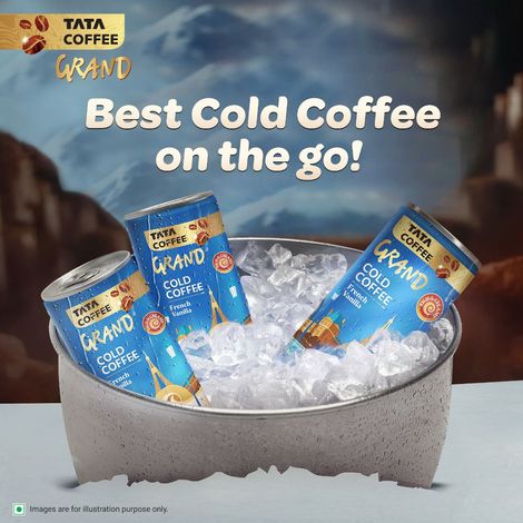 Tata Cold Coffee French Vanilla Iced Coffee, Rich & Creamy, Flavoured Milk, Can