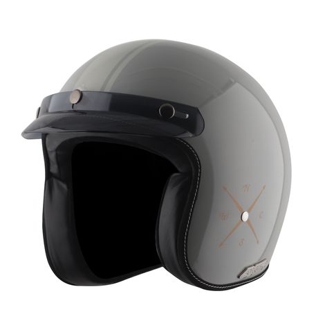 Axor Retro Jet Euro Globe Isi Ece And Dot Certified Open Face Helmet - Cool Grey Helmet - XL