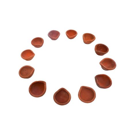 Diwali Clay Diya | Pack Of 12 | Traditional | Diya-Pooja | Divine Vibes - Brown