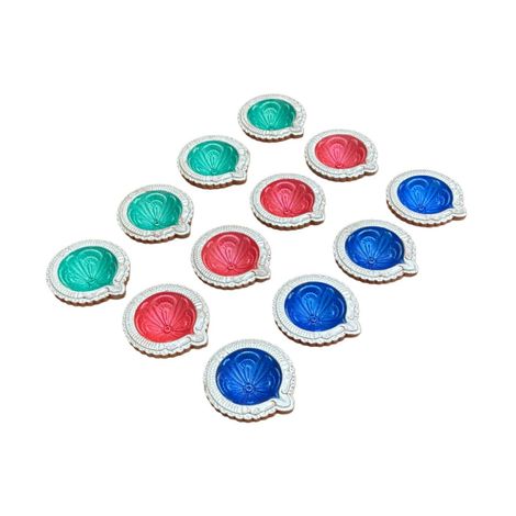Multicolor Chitra Diya | Designer Clay Diya | Pack Of 12 | DiaCraft