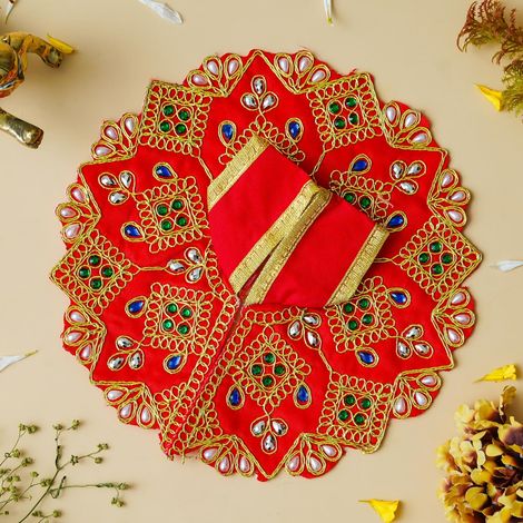 Red Decorative Laddu Gopal Dress for Idol (Size 4) | Krishna Costume | Krishna Janmastami Special (Ecraftindia)