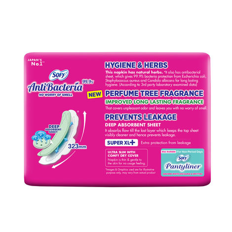 Sofy AntiBacteria XL+ Sanitary Pads |6 Layer Deep Absorption | 323mm