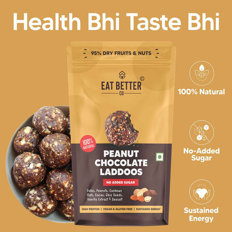 Eat Better Co - Peanut & Chocolate Laddoos - No Added Sugar - High Protein, 100% Natural
