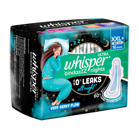 Whisper Bindazzz Nights Sanitary Pads | XXL+ | 16 pcs