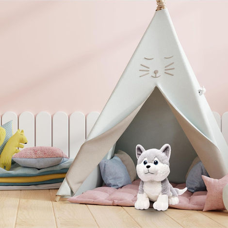 Webby Plush Husky Dog Stuffed Animal Puppy Soft Toy, Adorable Gifts for Kids and Adult, 30CM (Grey)
