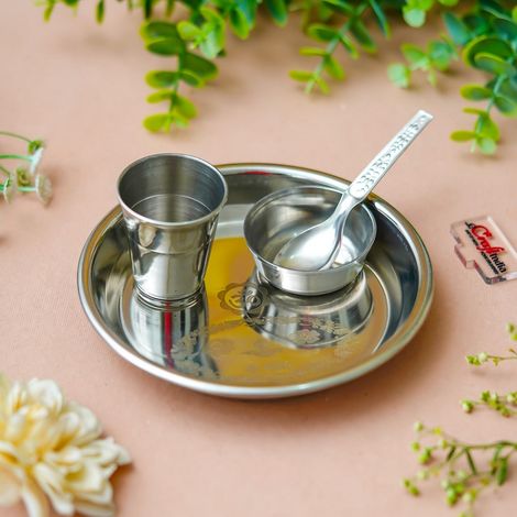 Metal Handcrafted Bhog Thali for Pooja | 4-5 in | Krishna Janmastami Special (Ecraftindia)